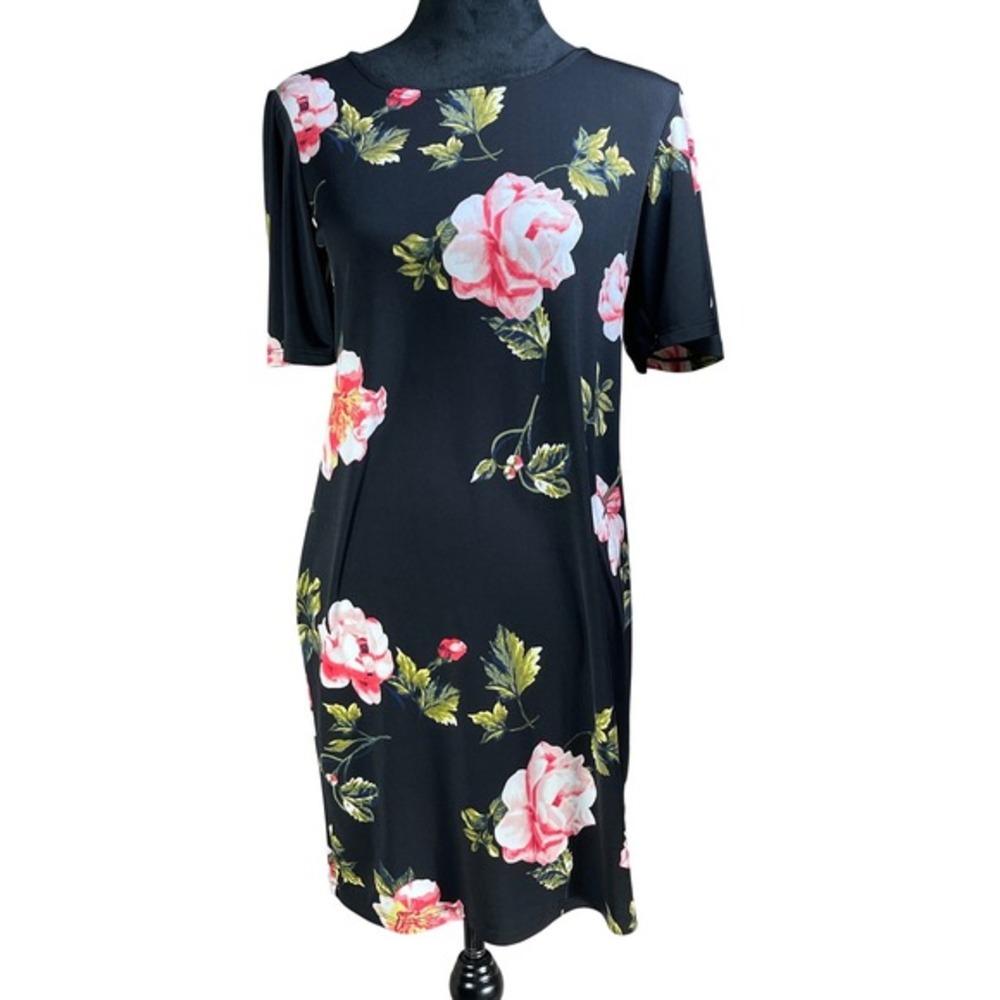 Alexandra Oak Women's Floral Print Short Sleeve Tunic Dress‎ Size S romantic